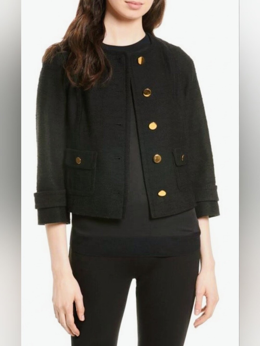 Kate Spade New York Textured Jacket Black Size M - Picture 2 of 9